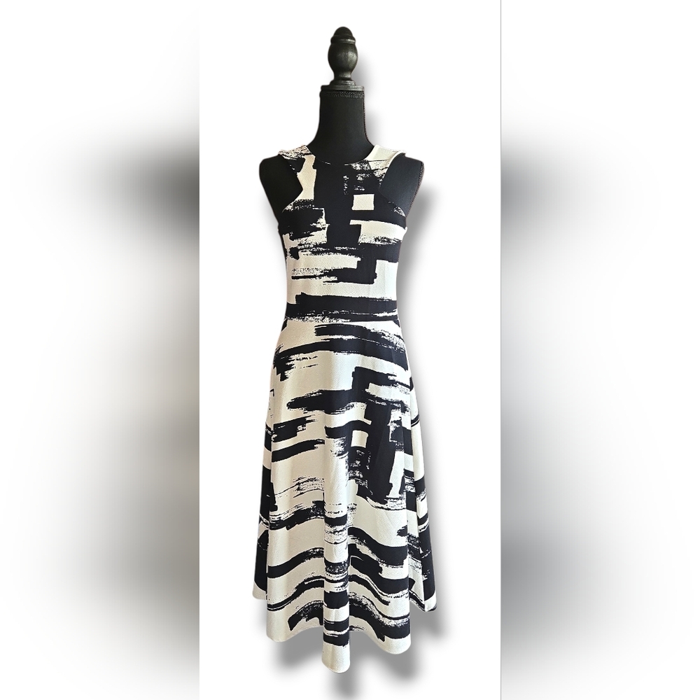 Elegant Black and White Abstract Dress